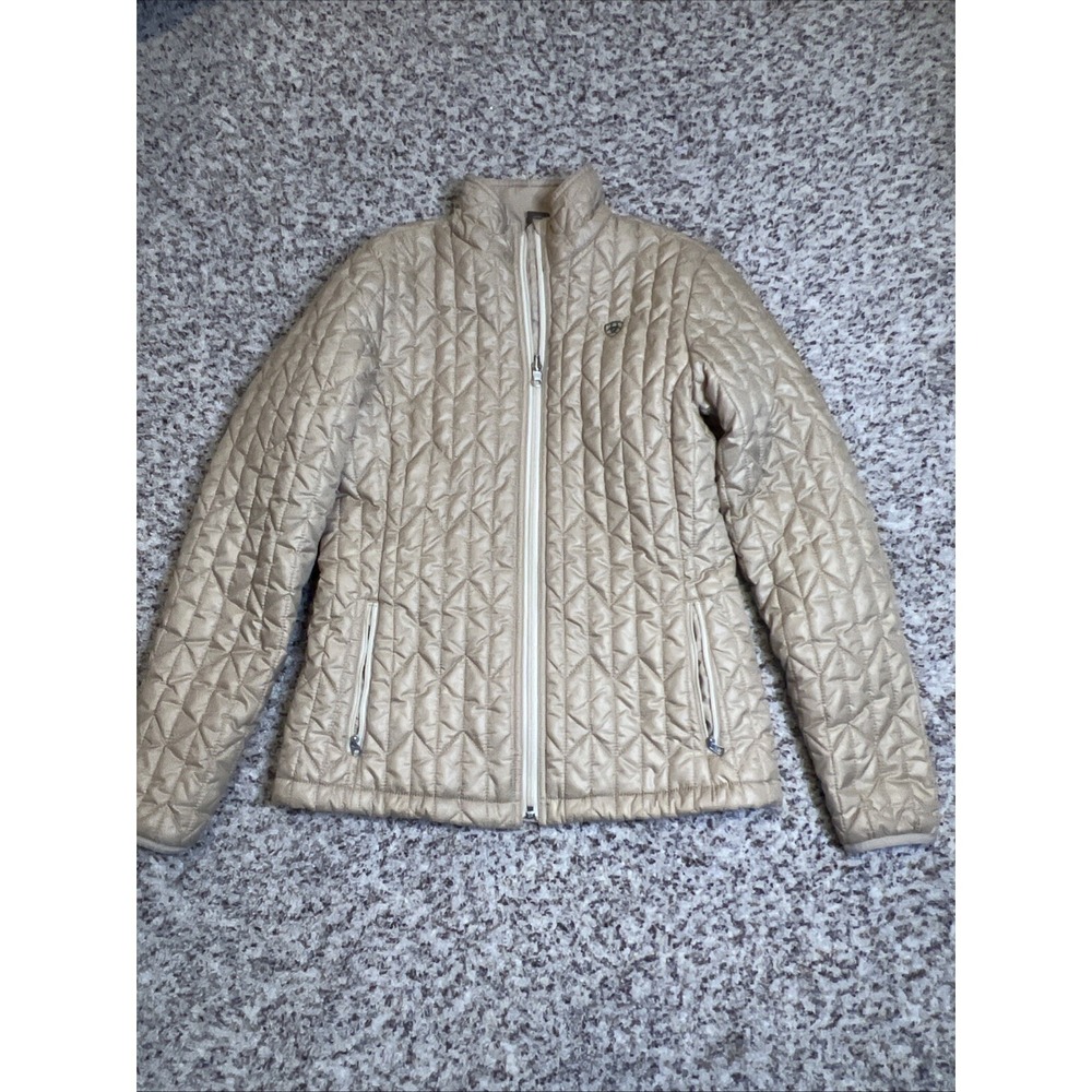Ariat Women's Sz SP Insulated Quilted Puffer Jacket Coat‎ Beige Wind Water Proof